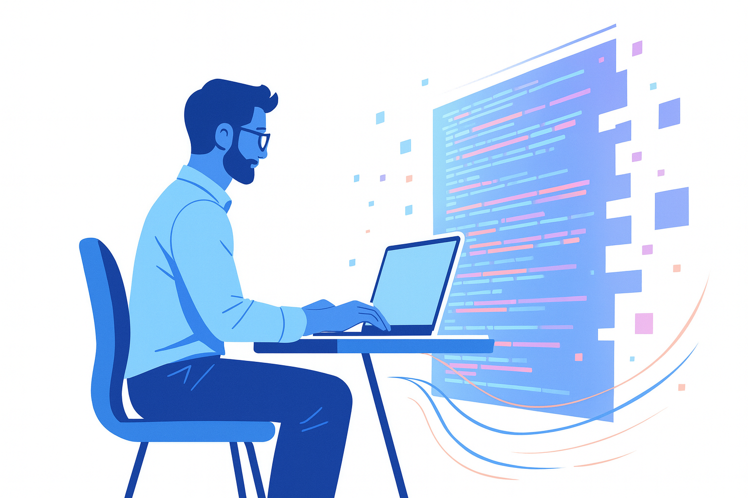 Desenvolvedor usando IA para gerar código em vibe coding