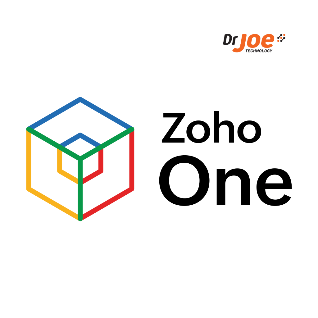 Logo do Zoho One ao lado da marca DrJoe, ilustrando o conteúdo sobre a nova atualização da plataforma.